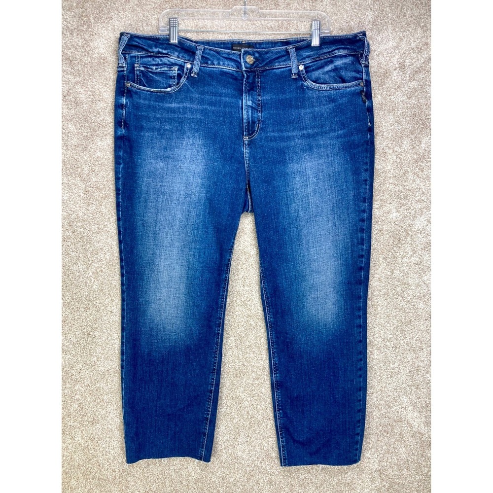Silver Jeans Co Suki Straight Leg Jeans Women 20 Blue Medium Wash Stretch Denim